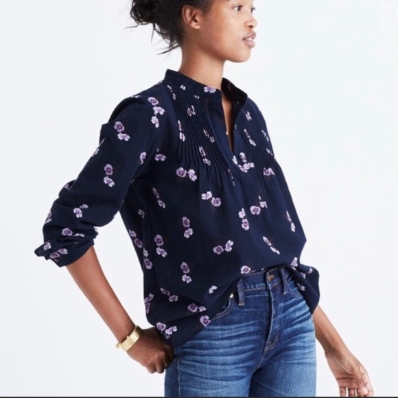 Madewell Tops - Madewell Pintuck Popover Shirt in Pansy Bouquet